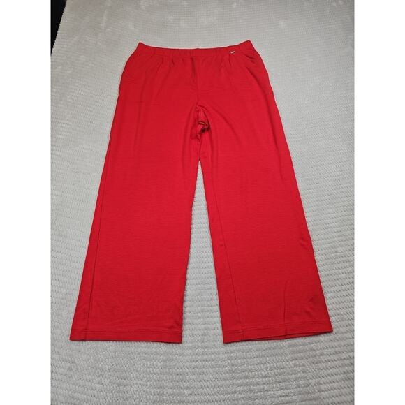 St John Spa Pants Womens Large Red Pull On Wide Leg Stretch Pockets - Picture 1 of 8